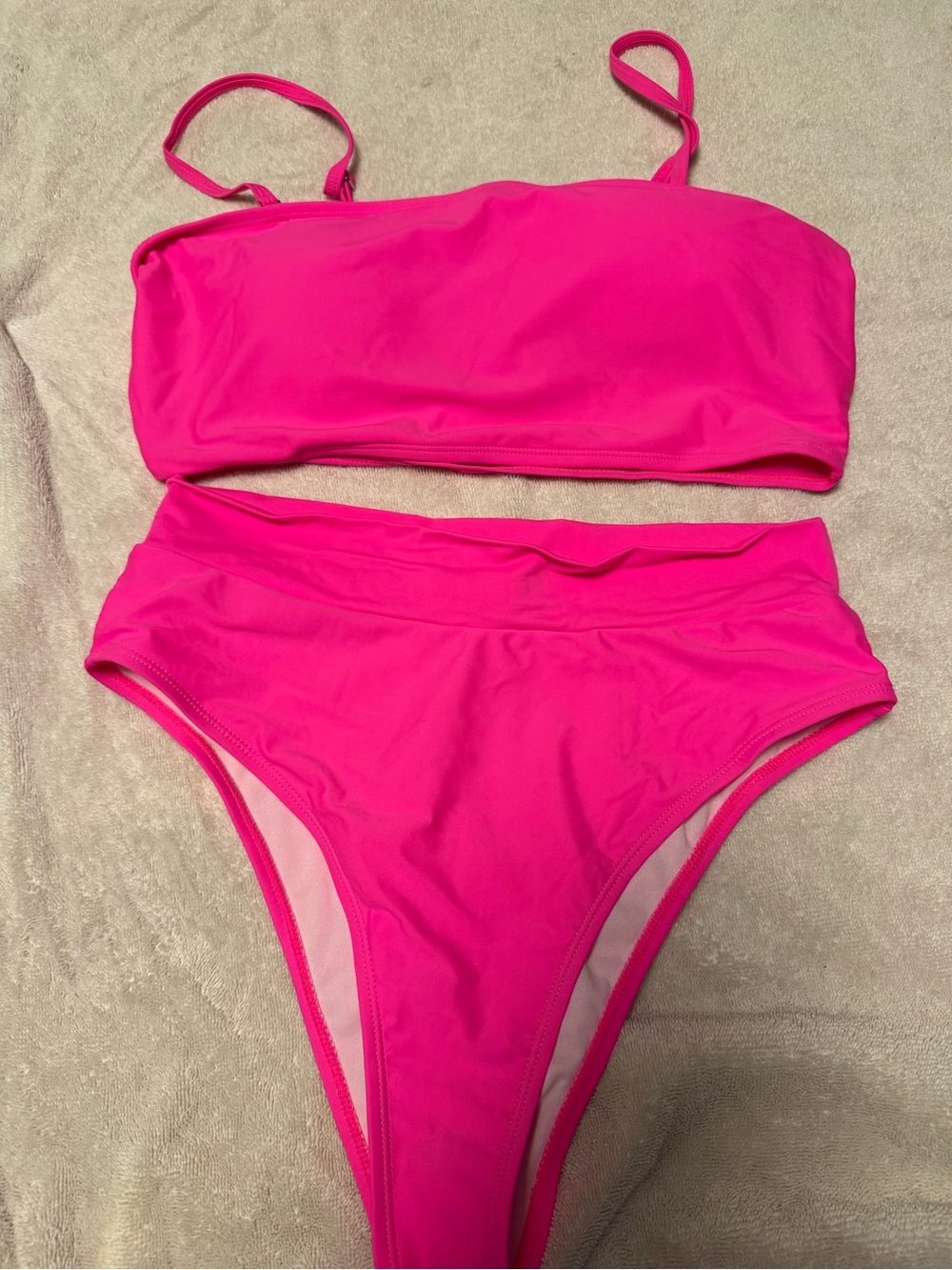Hot Pink High-Waist Bikini Set - Women Swim